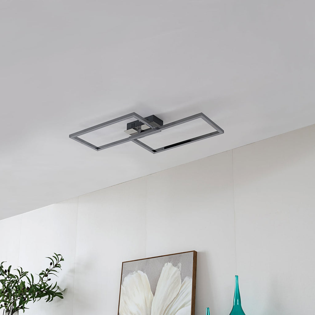 LED taklampe Panja 2-lys dimbar krom 66,5 cm bakside