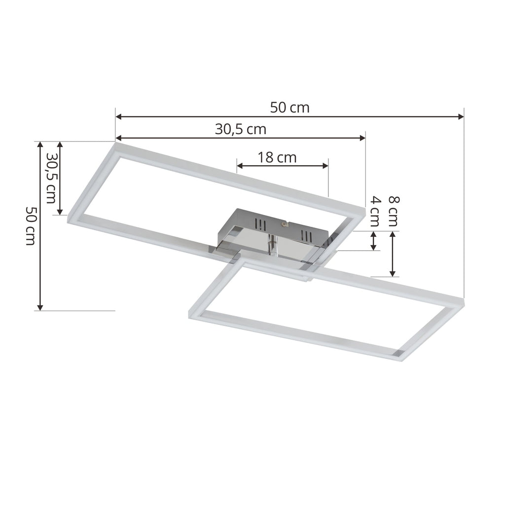 LED taklampe Panja 2-lys dimbar krom 66,5 cm montert i rom