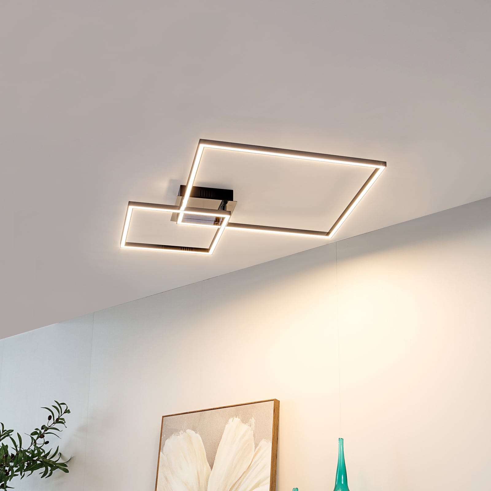 LED taklampe Panja dimbar krom 67 cm varmhvit forfra