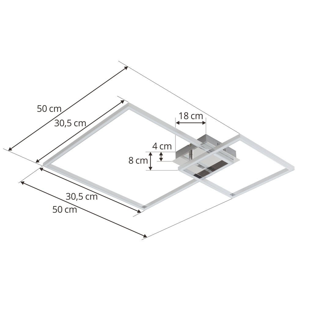 Montert LED taklampe Panja dimbar krom 67 cm varmhvit i rom