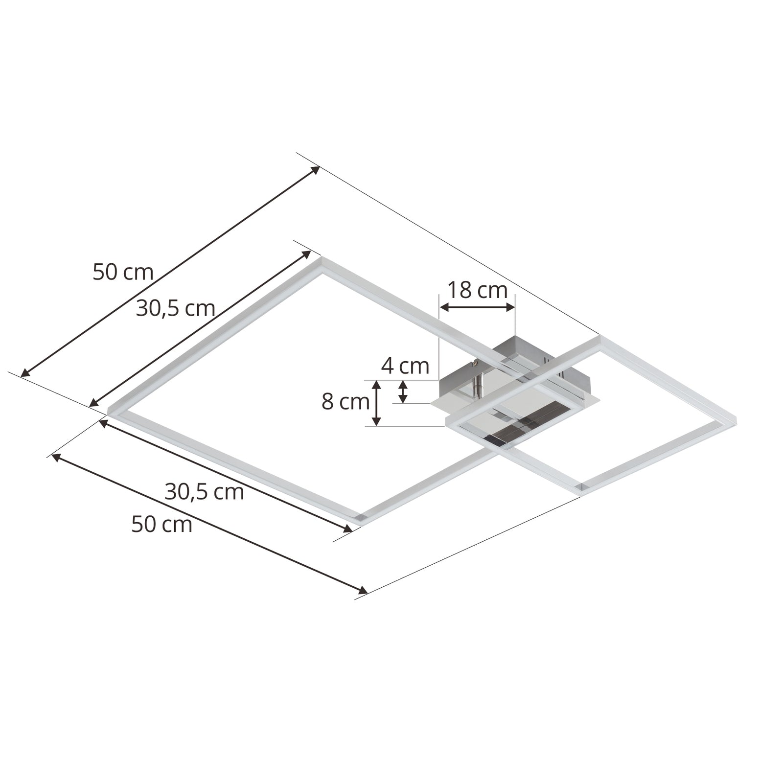 Montert LED taklampe Panja dimbar krom 67 cm varmhvit i rom