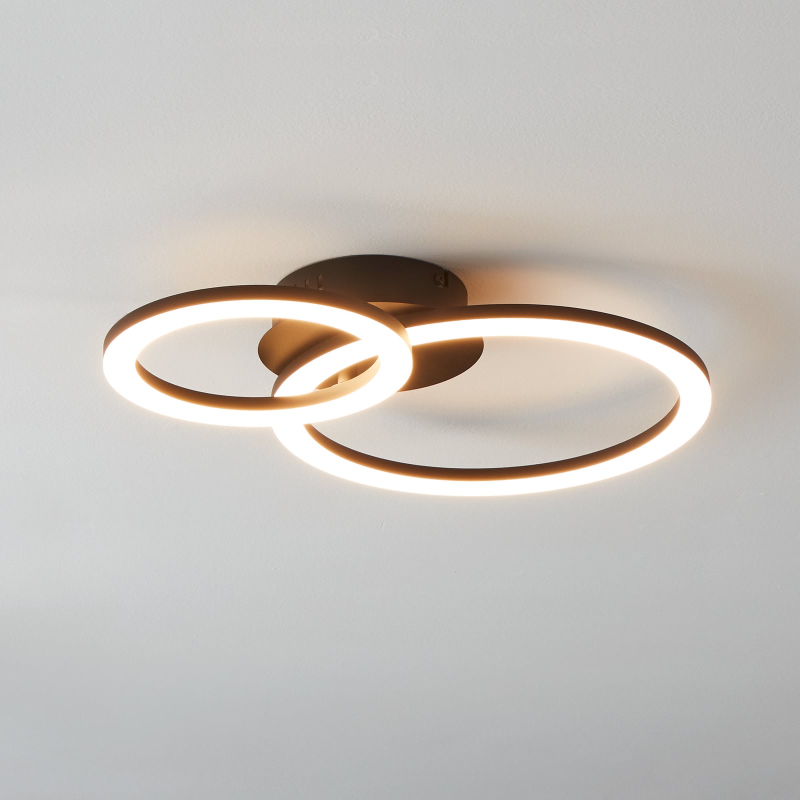 LED-taklampe Parrapos-Z 2-lys Zigbee dimbar CCT svart forfra