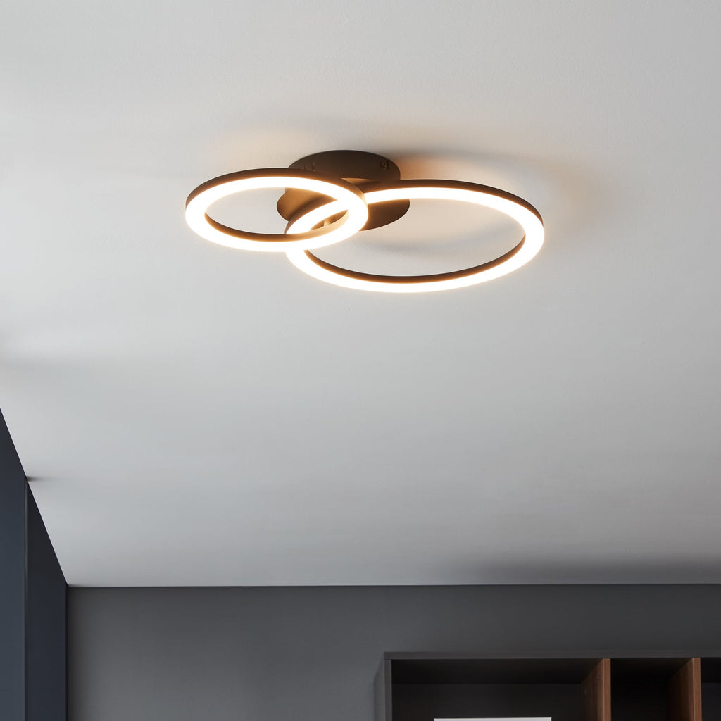 LED-taklampe Parrapos-Z 2-lys Zigbee dimbar CCT svart bakside