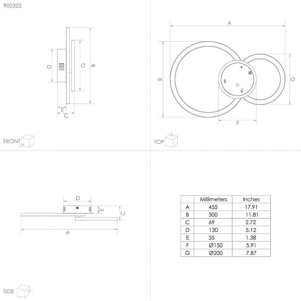 Montert LED-taklampe Parrapos-Z 2-lys Zigbee dimbar CCT svart i rom