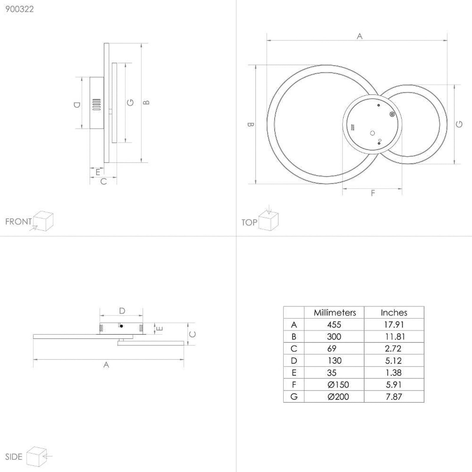 Montert LED-taklampe Parrapos-Z 2-lys Zigbee dimbar CCT svart i rom