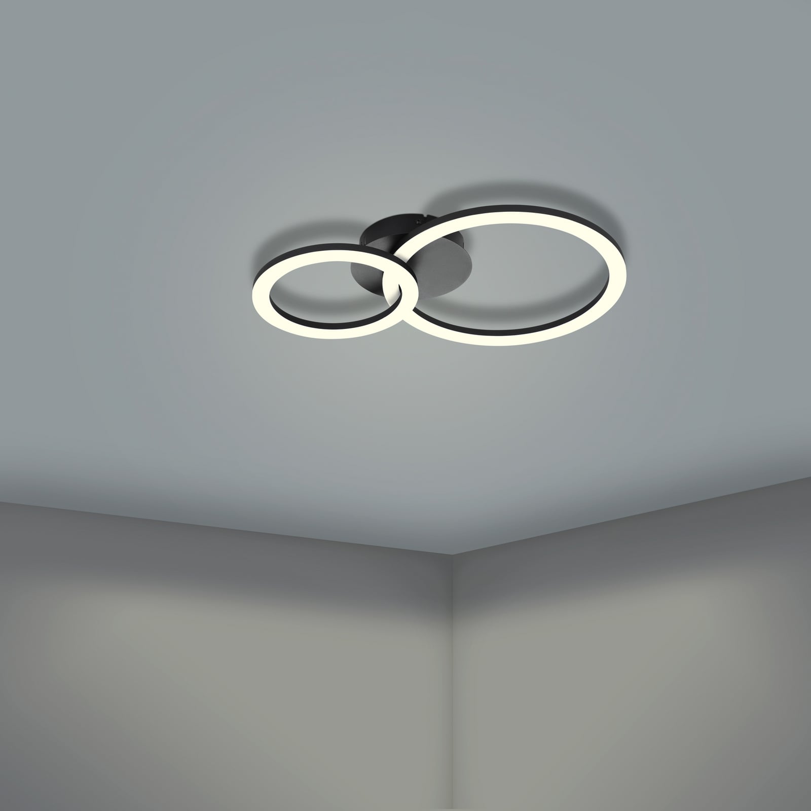 LED-taklampe Parrapos-Z 2-lys Zigbee dimbar CCT svart sideprofil