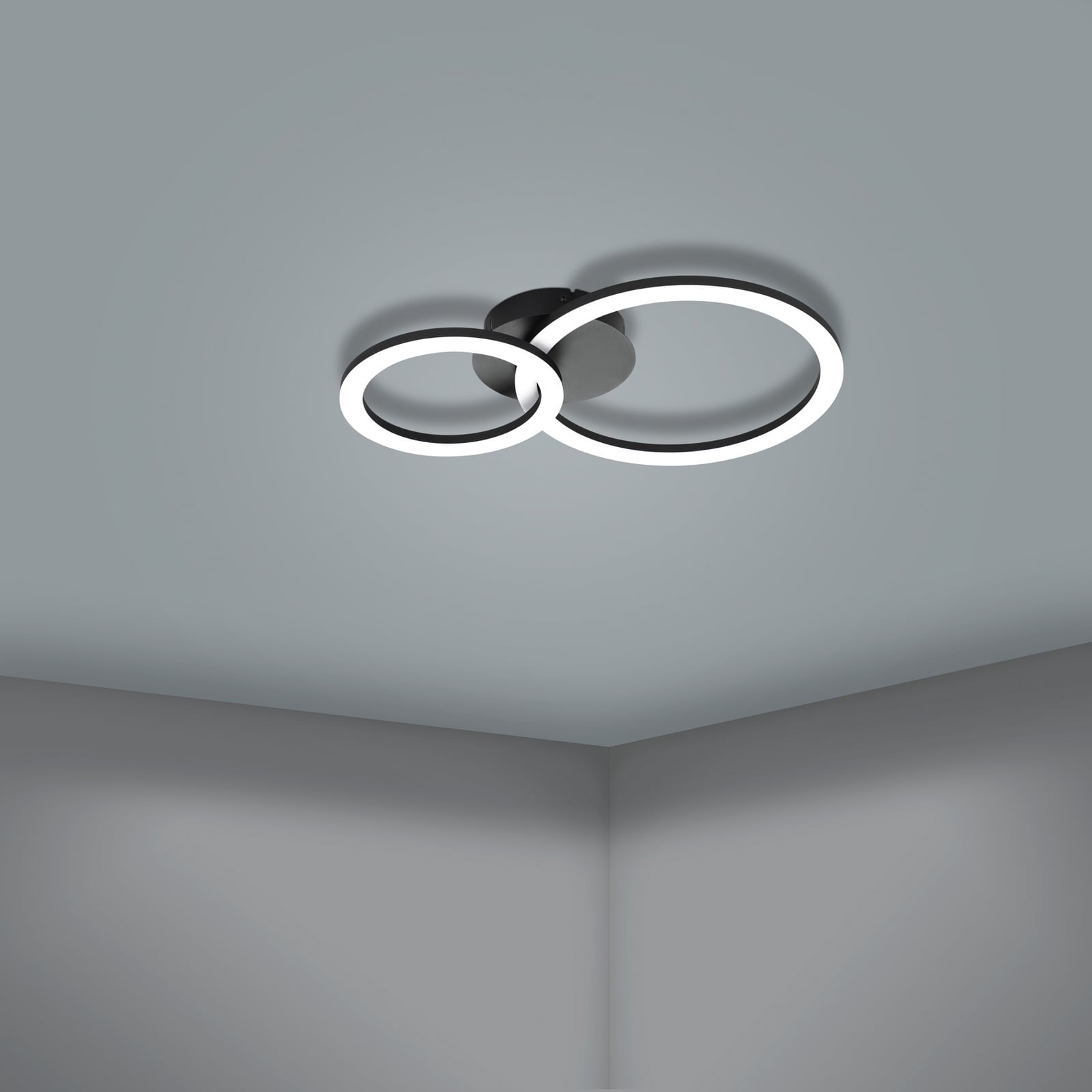 LED-taklampe Parrapos-Z 2-lys Zigbee dimbar CCT svart med app-styring