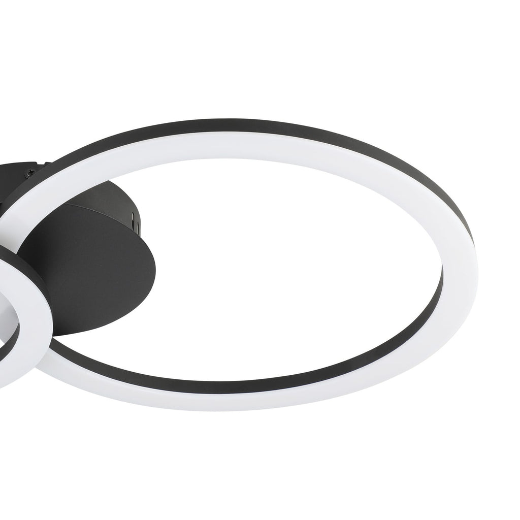 LED-taklampe Parrapos-Z 2-lys Zigbee dimbar CCT svart detalj av ringene