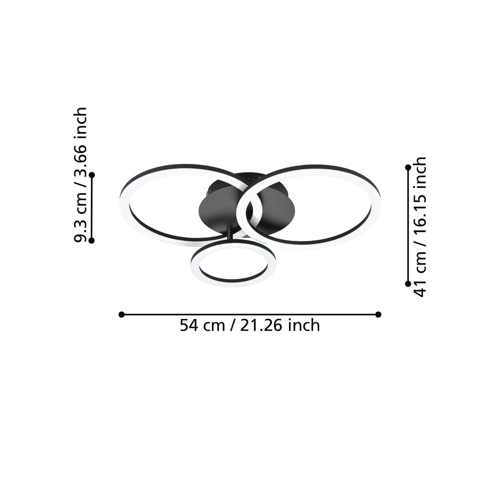 LED taklampe Parrapos-Z 3-ringer dimbar CCT 33W detalj av ring