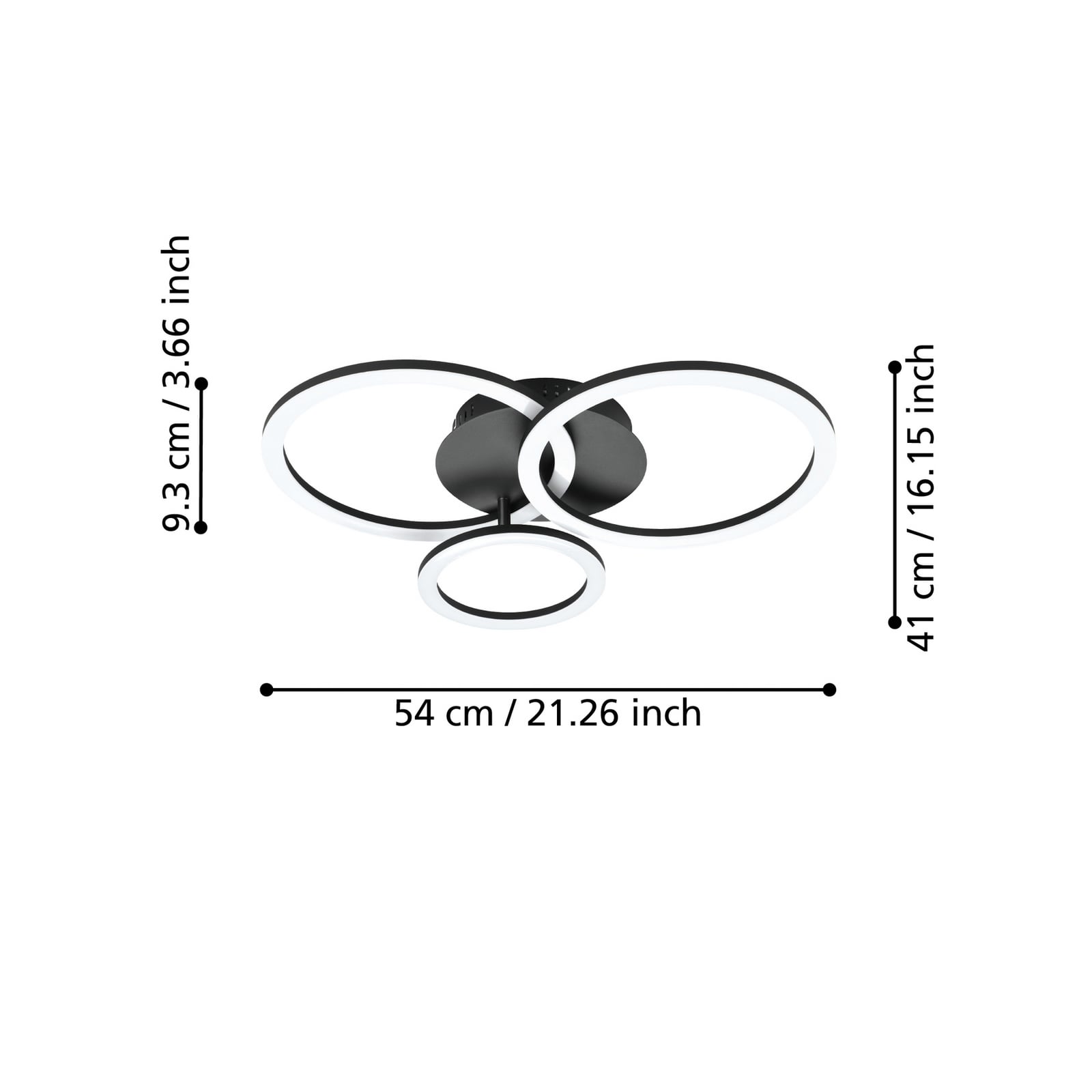LED taklampe Parrapos-Z 3-ringer dimbar CCT 33W detalj av ring
