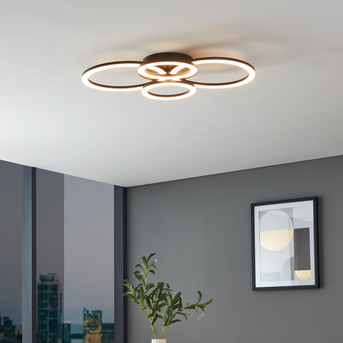 LED taklampe Parrapos-Z 4-lys smart CCT 62 cm svart bakside
