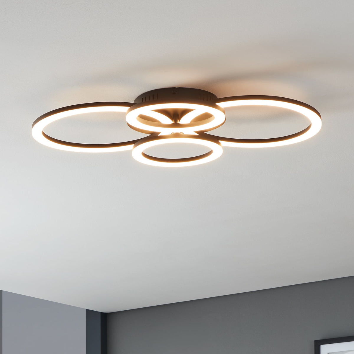 LED taklampe Parrapos-Z 4-lys smart CCT 62 cm svart forfra