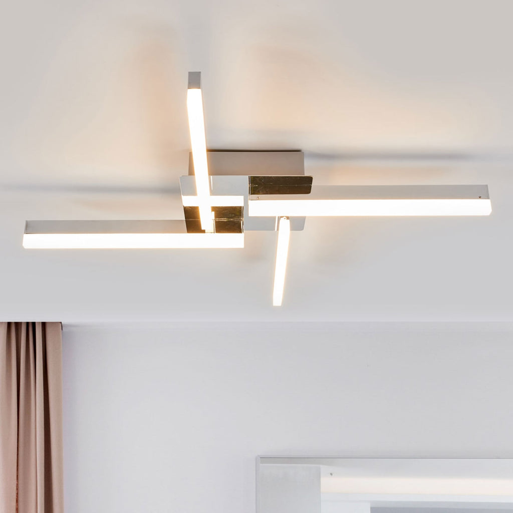 LED taklampe Patrik 4-lys krom IP44 59 cm forfra