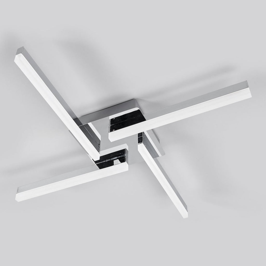 Nærbilde av LED taklampe Patrik 4-lys krom IP44 59 cm