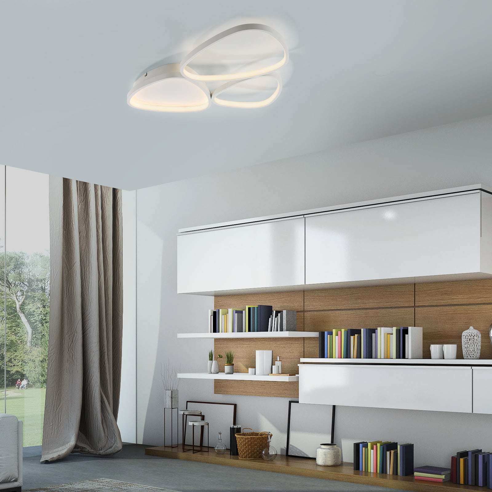 LED taklampe Pebbles dimbar hvit 69x46 cm 28W bakside