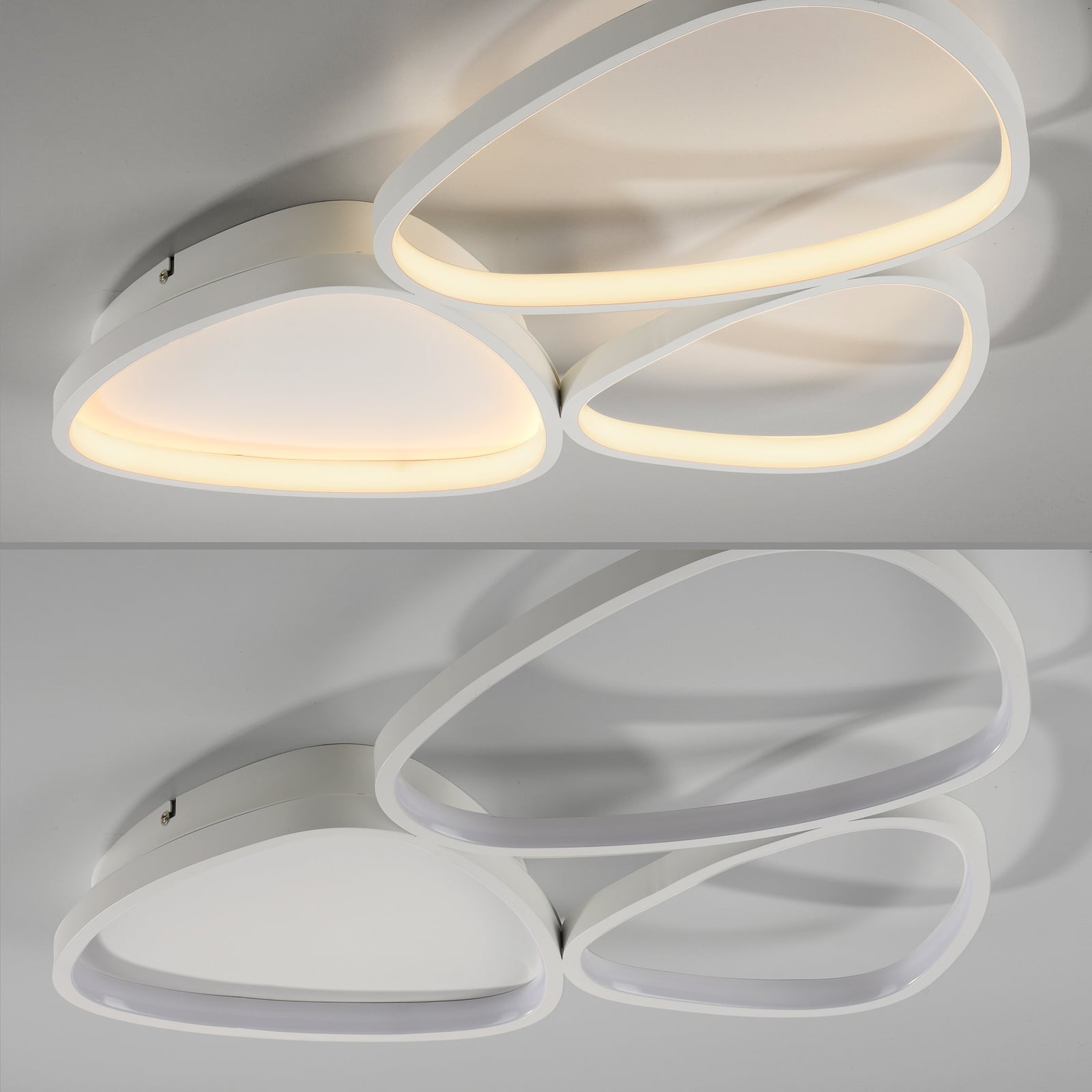 LED taklampe Pebbles dimbar hvit 69x46 cm 28W lysdetalj