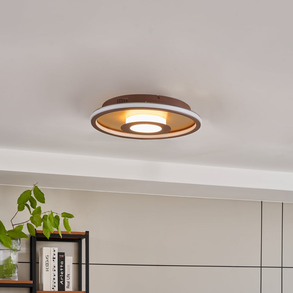 LED taklampe Pekela rund dimbar Ø43 cm gull forfra