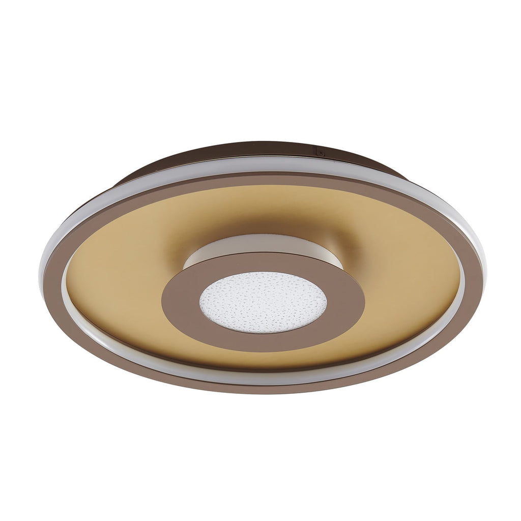Montert LED taklampe Pekela rund dimbar Ø43 cm gull i stue