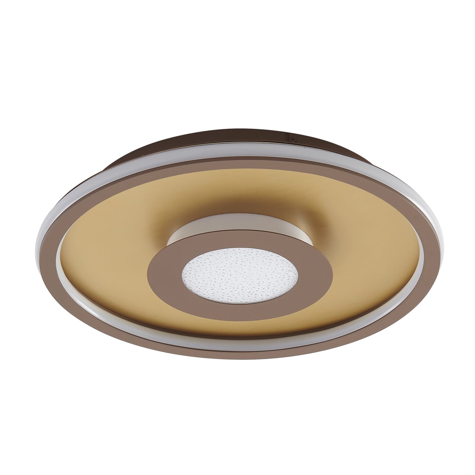 Montert LED taklampe Pekela rund dimbar Ø43 cm gull i stue