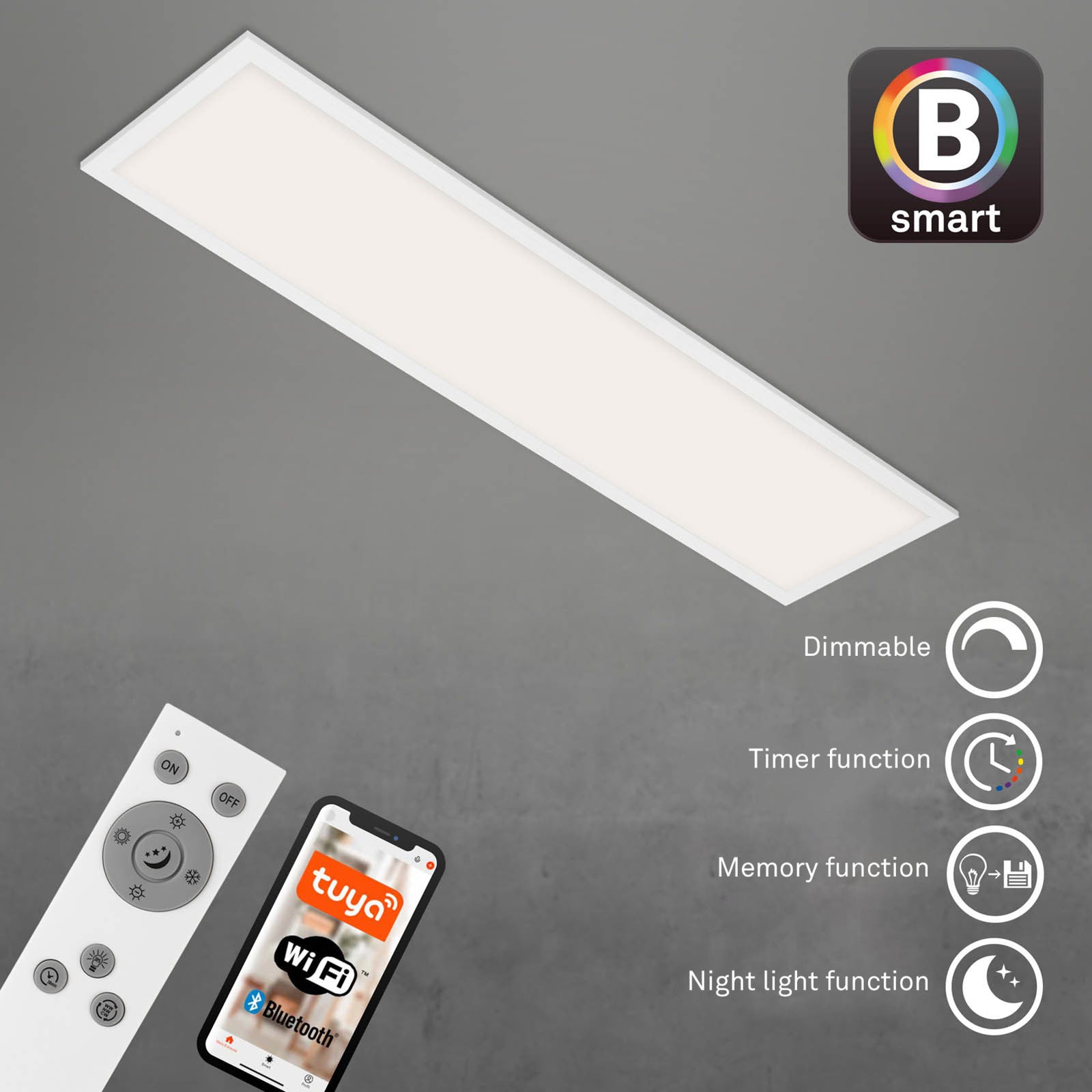 LED-taklampe Piatto S dimbar CCT med fjernkontroll lysmodus