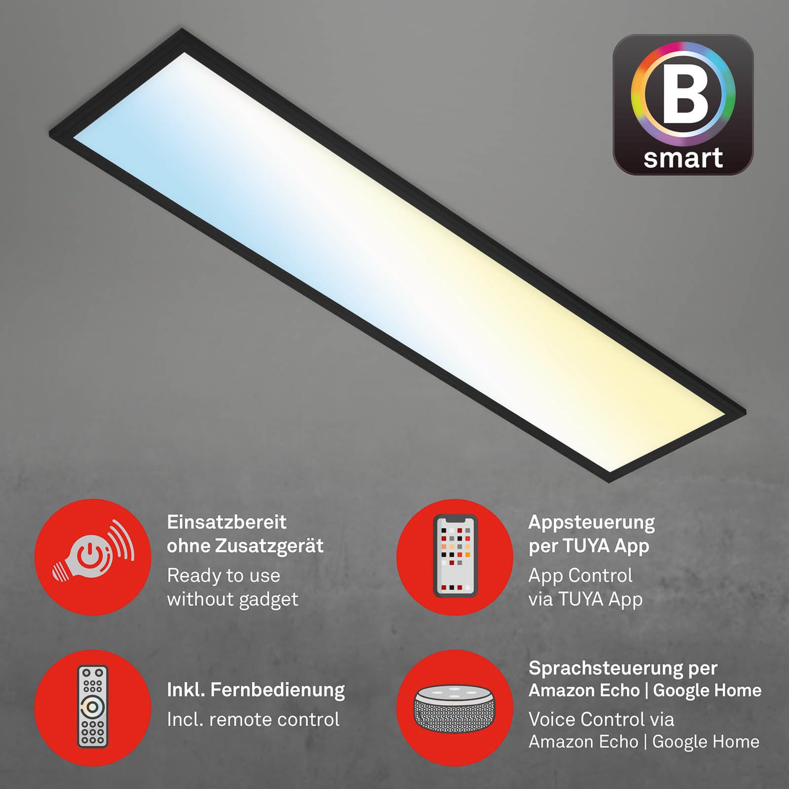 LED taklampe Piatto S dimbar CCT WiFi 100x25 cm nærbilde