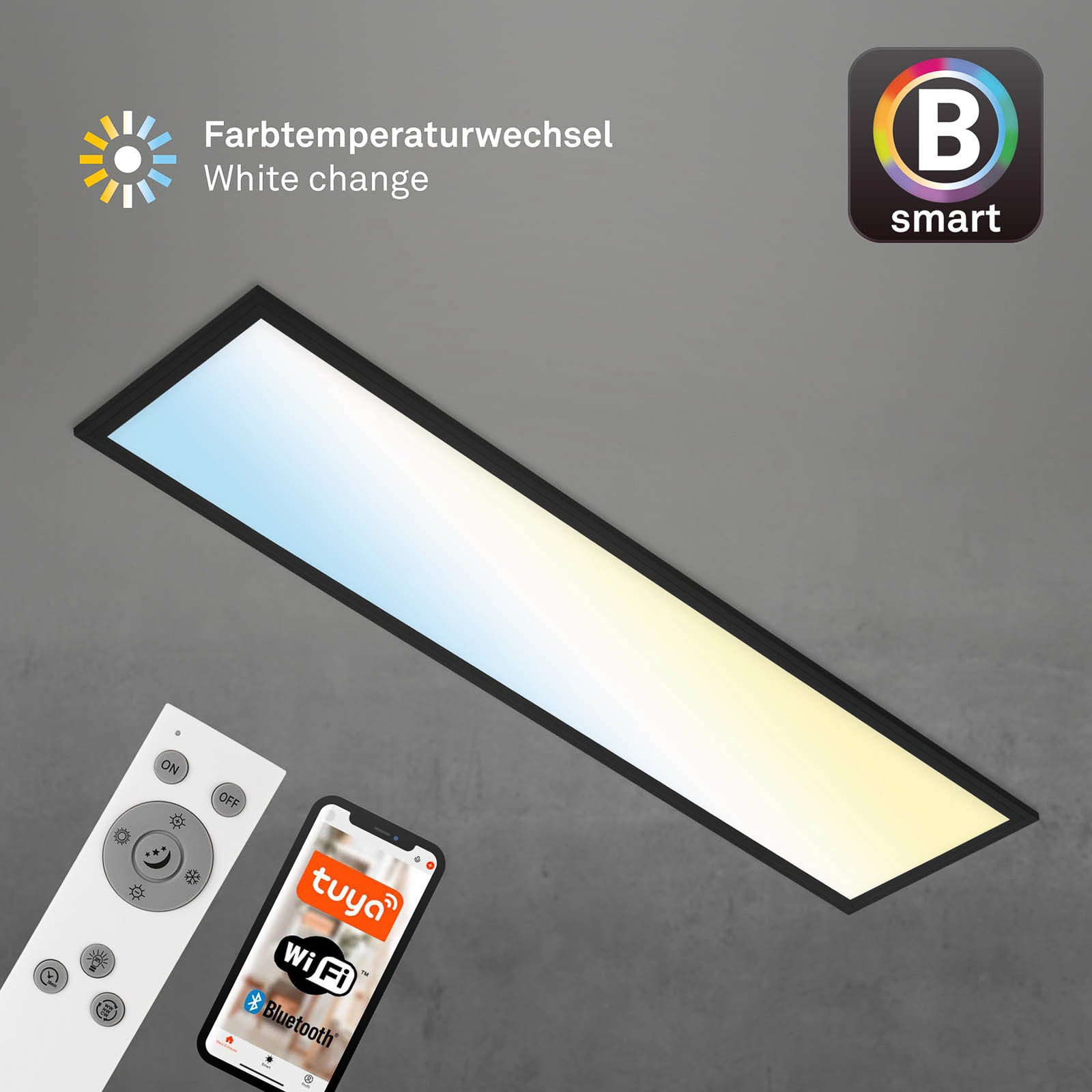LED taklampe Piatto S dimbar CCT WiFi 100x25 cm side