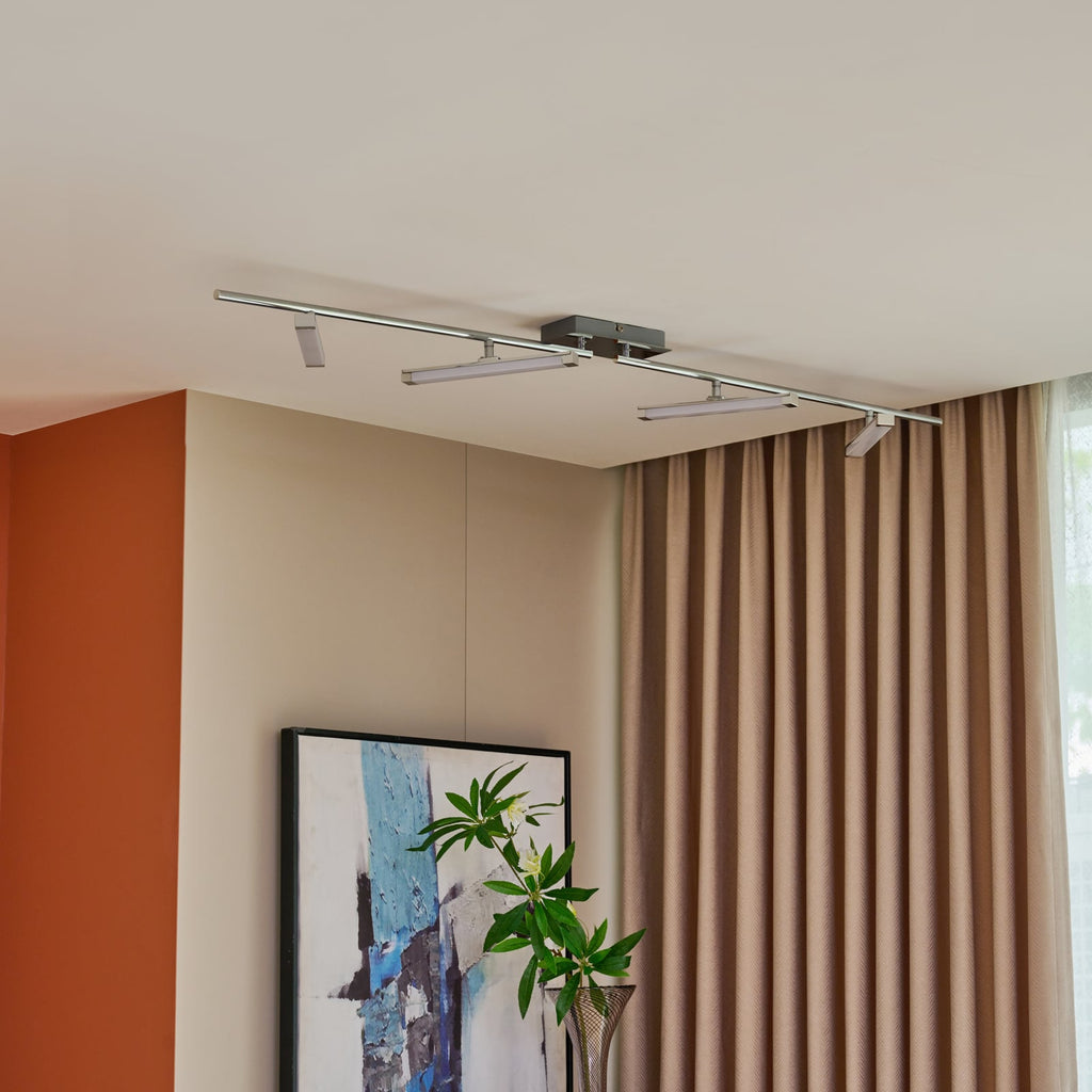 LED taklampe Pilou 4-lys dimbar krom 128 cm bakside