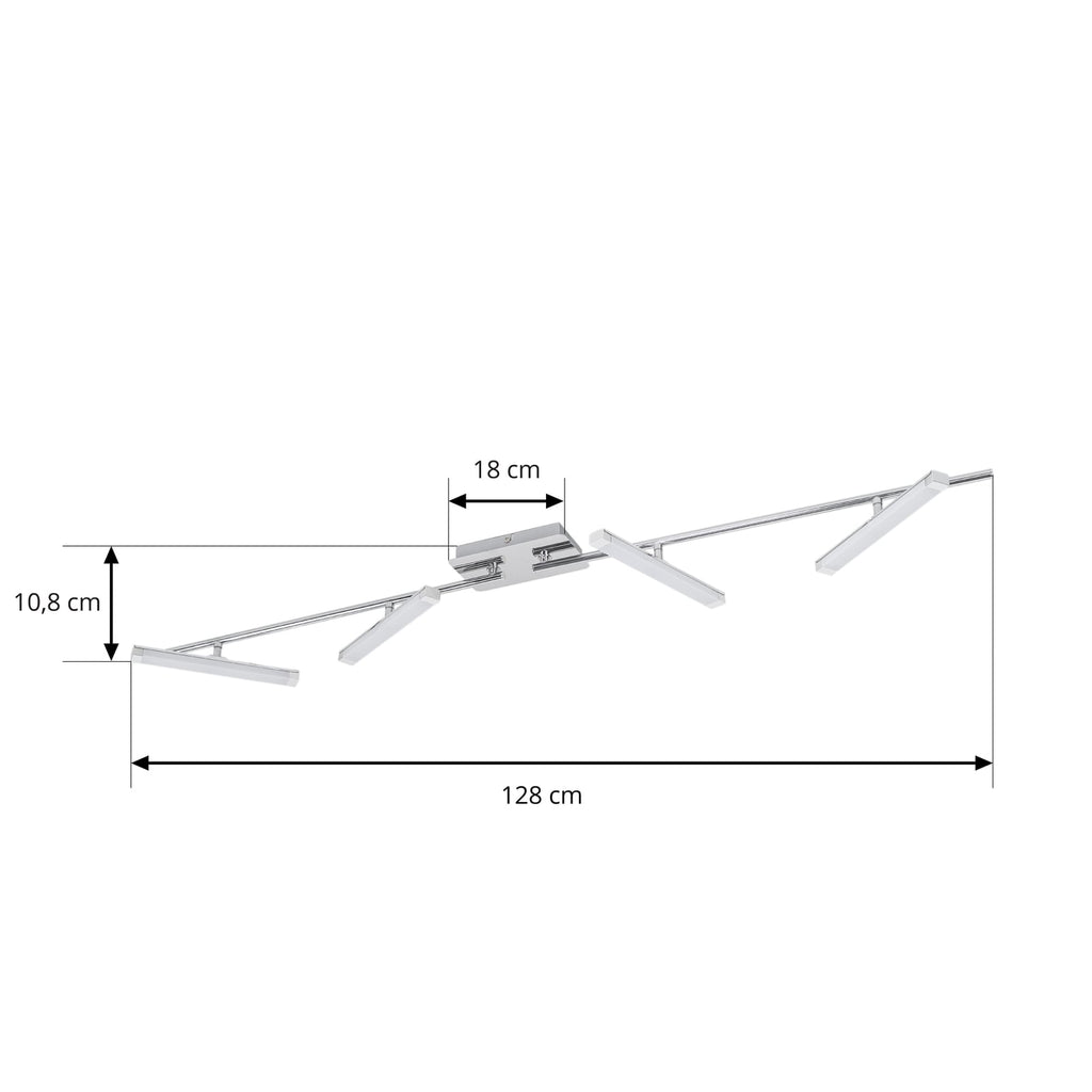 LED taklampe Pilou 4-lys dimbar krom 128 cm nærbilde