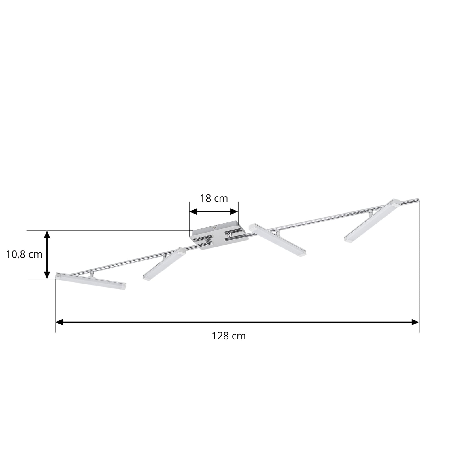 LED taklampe Pilou 4-lys dimbar krom 128 cm nærbilde