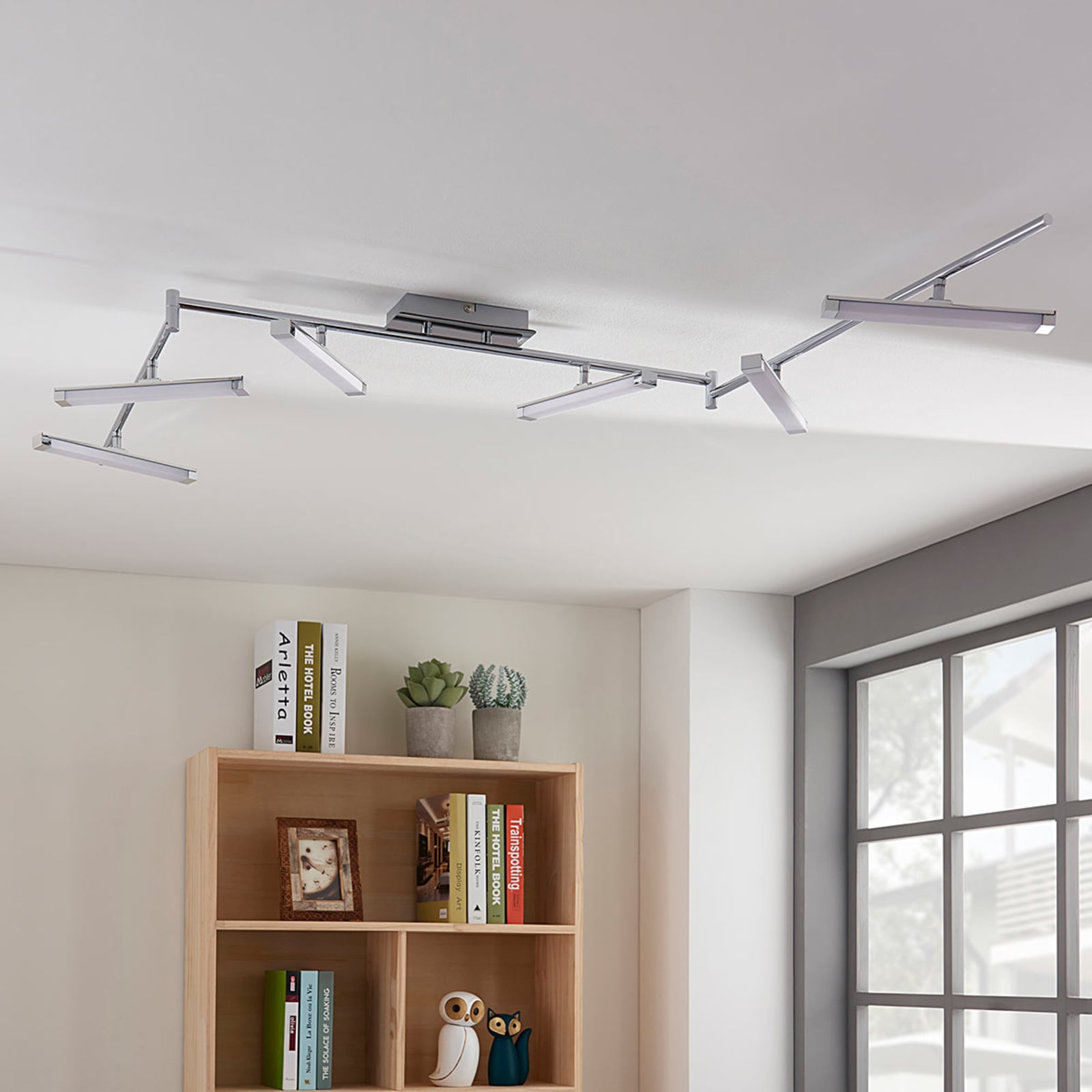 LED taklampe Pilou 6-lys dimbar krom 192,5 cm bakside