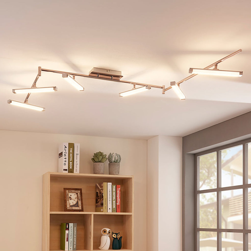 LED taklampe Pilou 6-lys dimbar krom 192,5 cm forfra