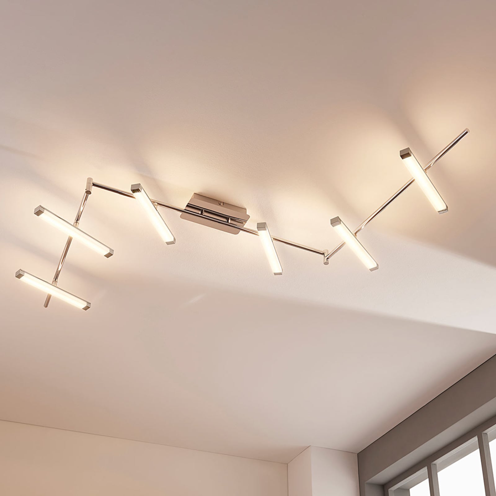 LED taklampe Pilou 6-lys dimbar krom 192,5 cm sidearm justering