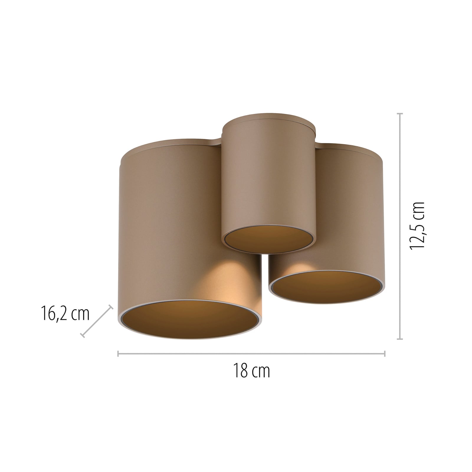 LED taklampe Point 3-lys dimbar bronse IP44 detalj