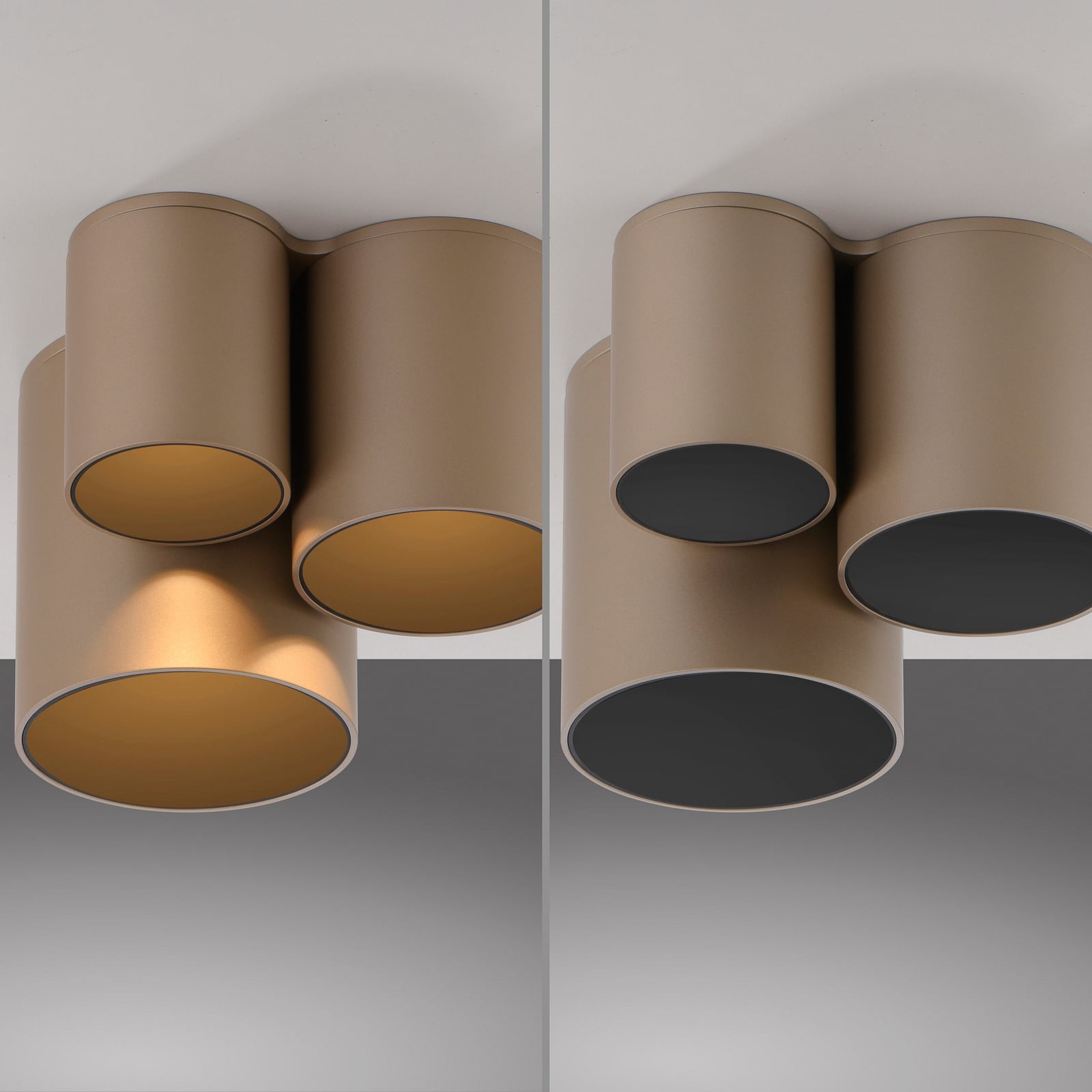 LED taklampe Point 3-lys dimbar bronse IP44 sideprofil