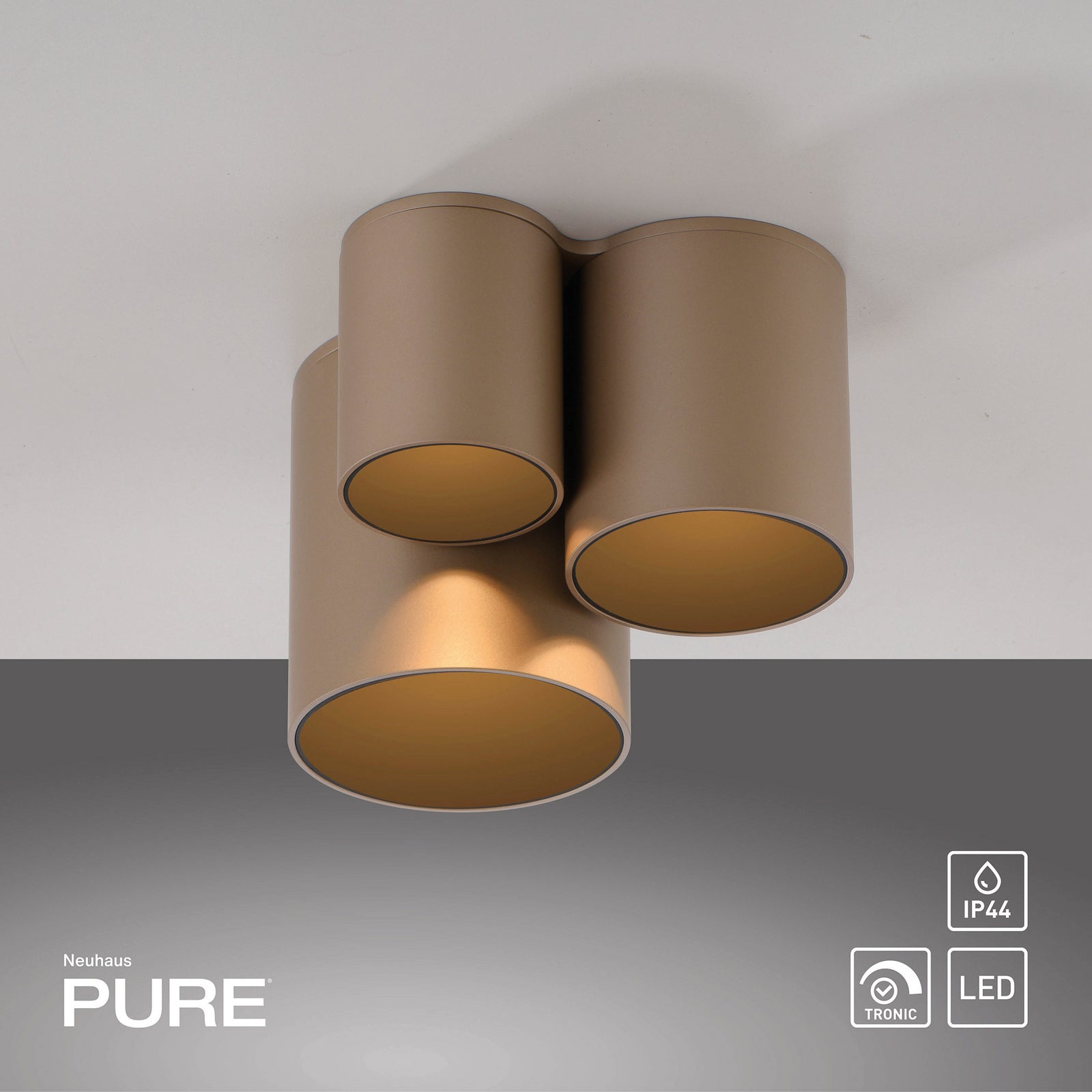 LED taklampe Point 3-lys dimbar bronse IP44 vinklet bilde