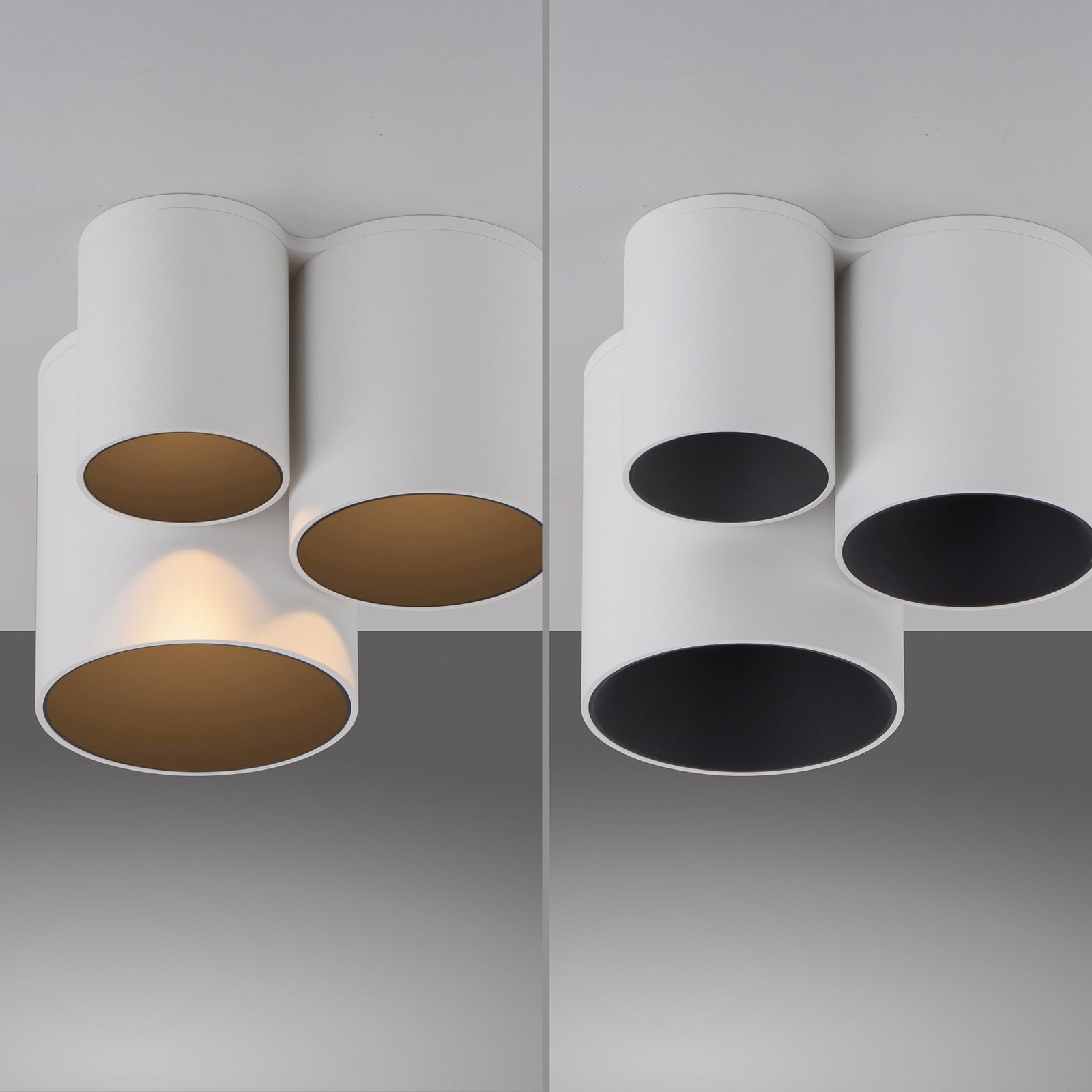 Sidevisning av LED taklampe Point 3-lys dimbar hvit IP44 PURE