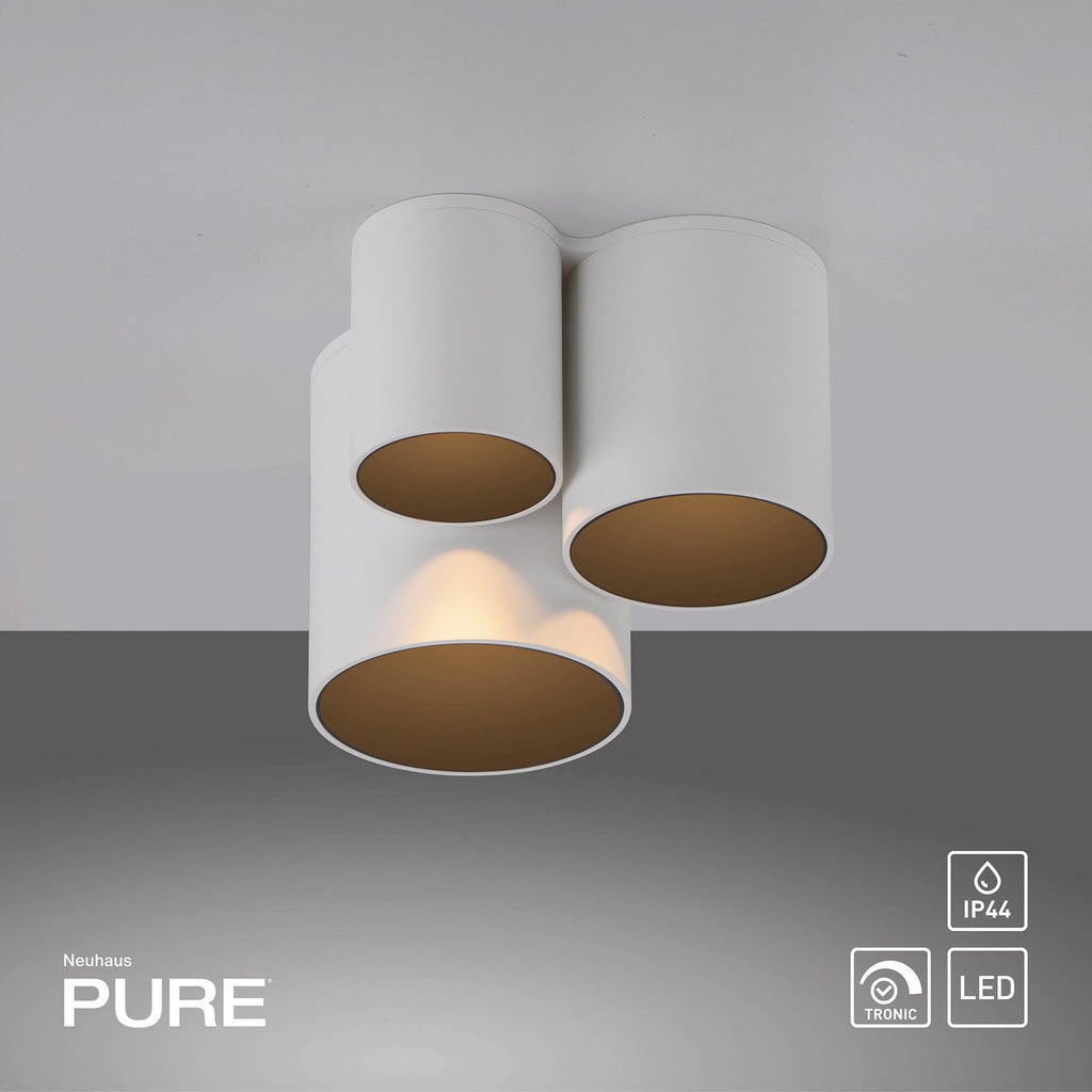 LED taklampe Point 3-lys dimbar hvit IP44 PURE i bruk