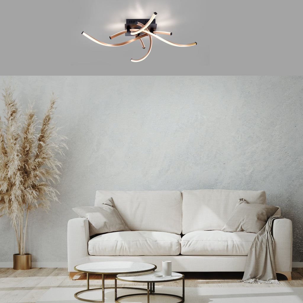 LED taklampe Polina 4-lys dimbar gull 78 cm detalj av armatur