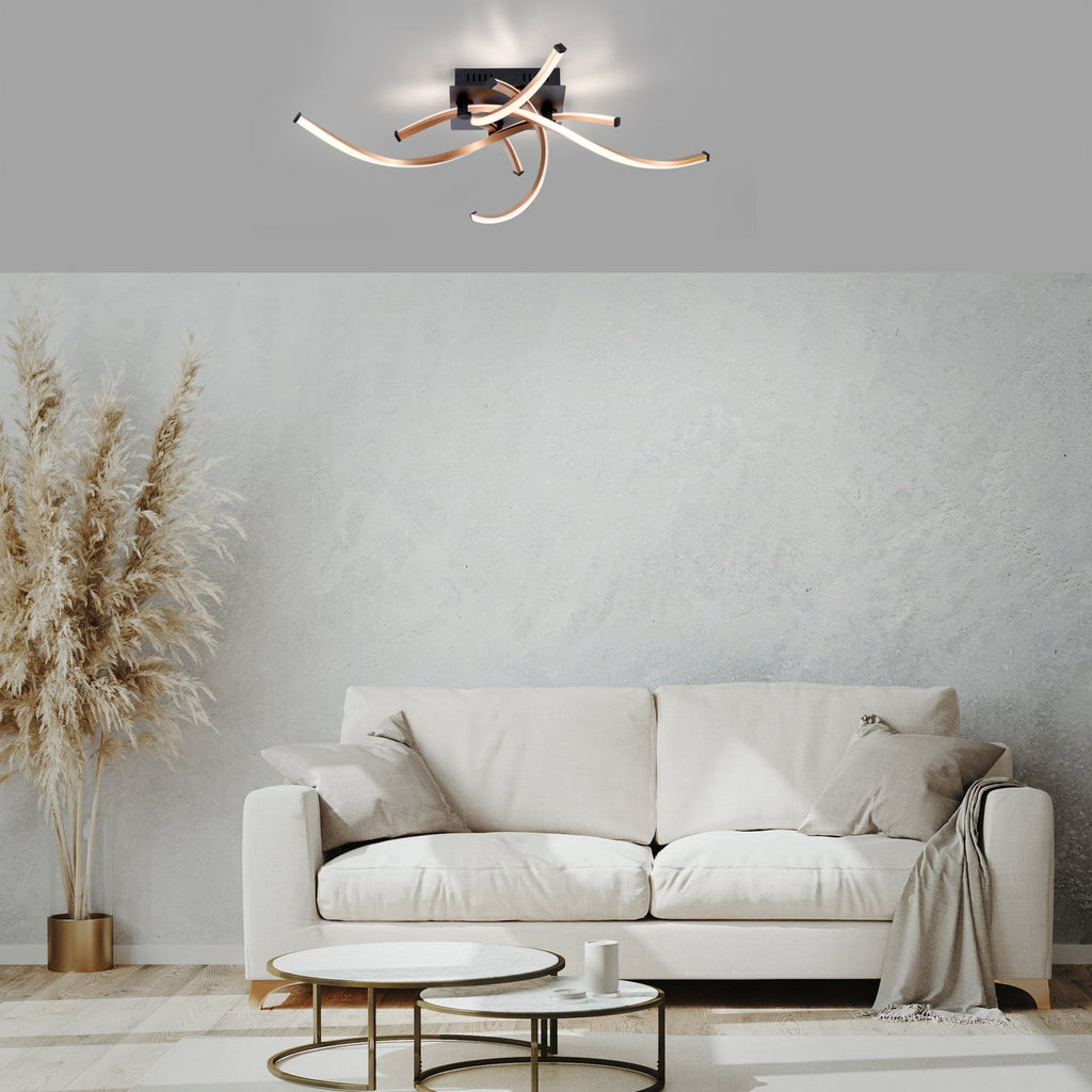 LED taklampe Polina 4-lys dimbar gull 78 cm detalj av armatur