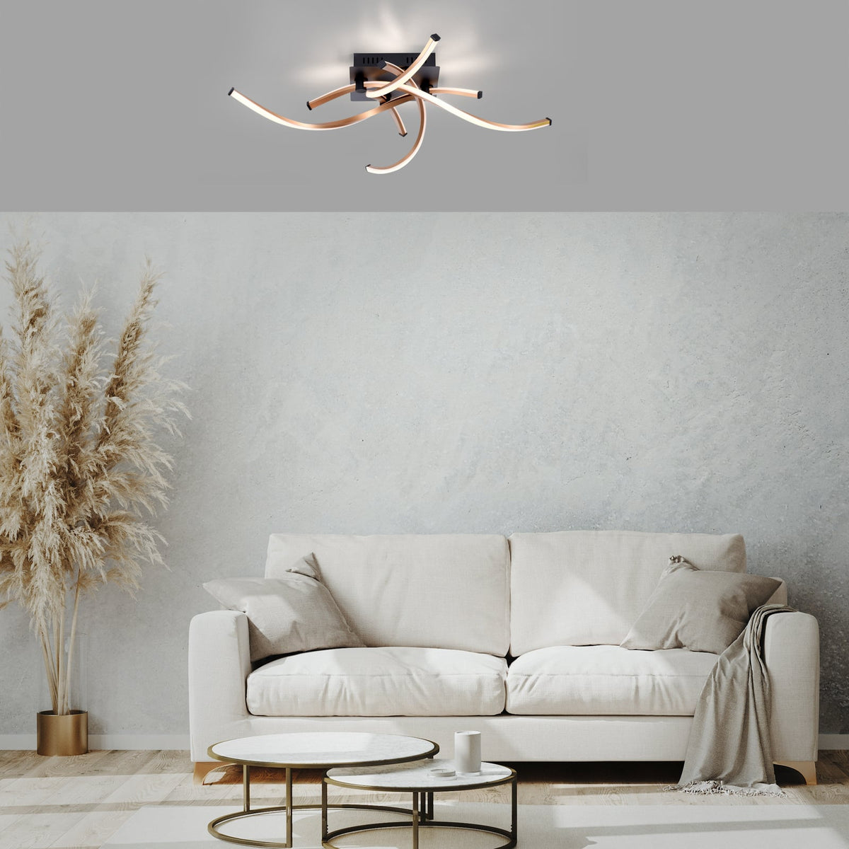 LED taklampe Polina 4-lys dimbar gull 78 cm detalj av armatur