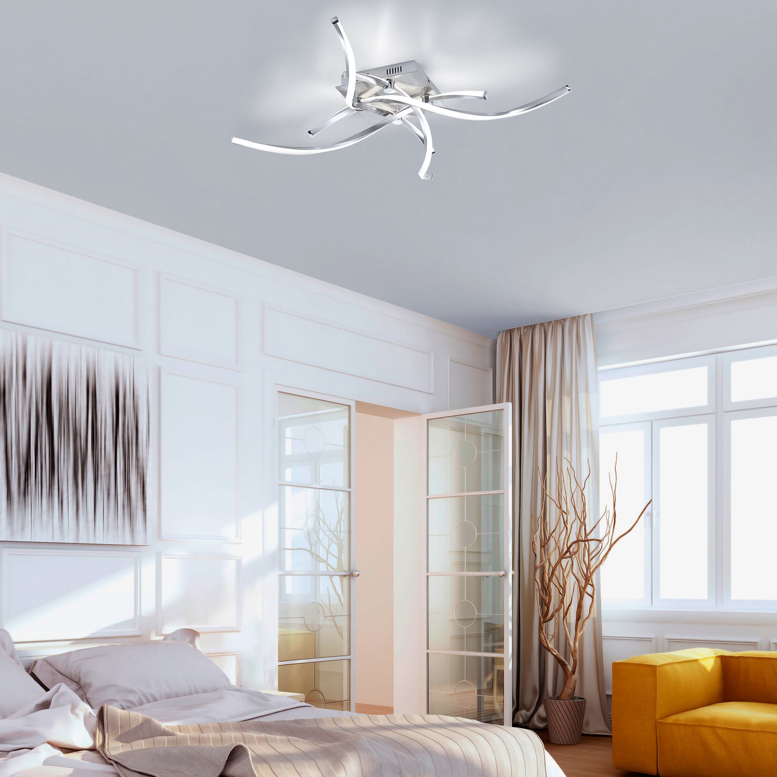 LED taklampe Polina 4-lys dimbar sølv 78 cm bakside