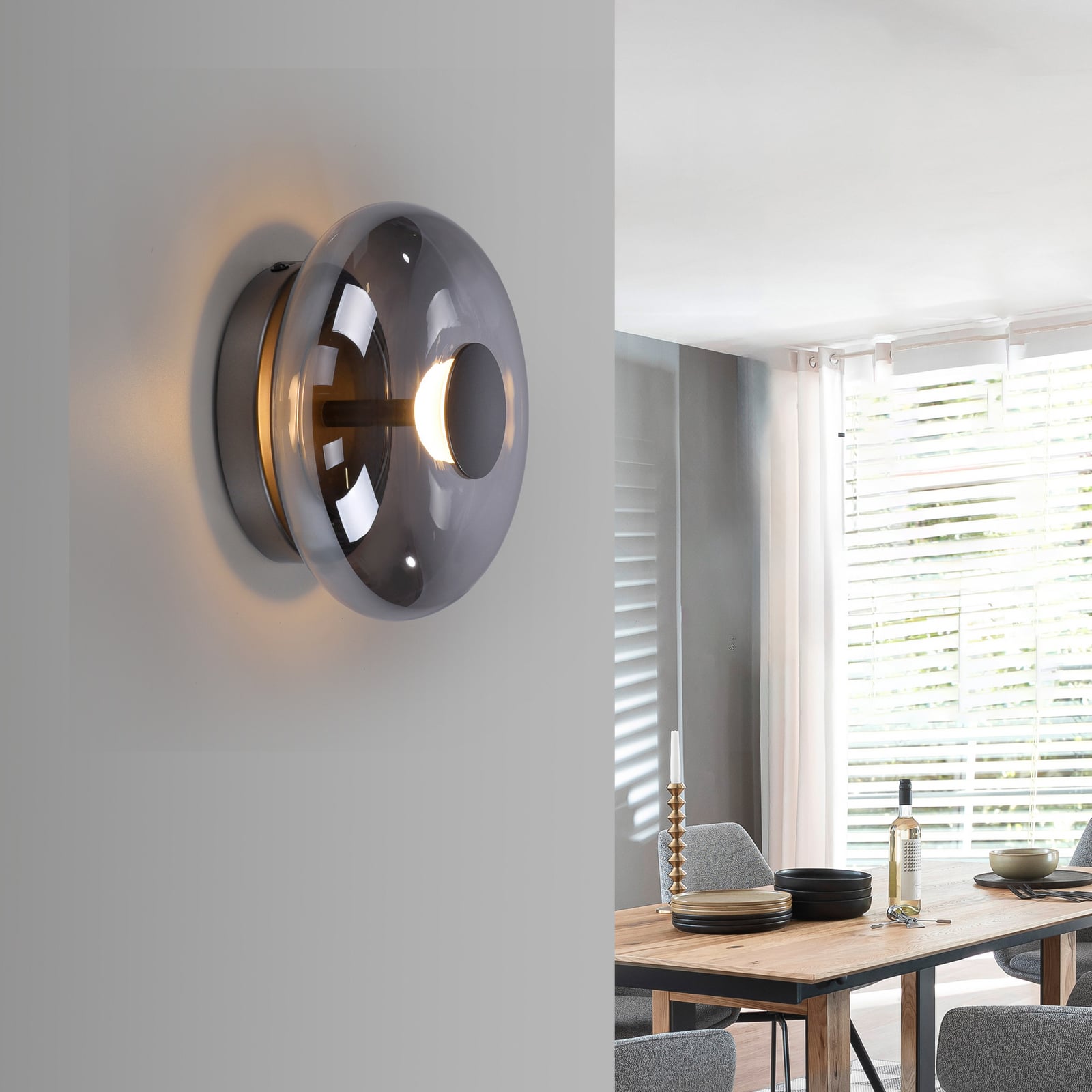 LED taklampe Posh røykglass bakside
