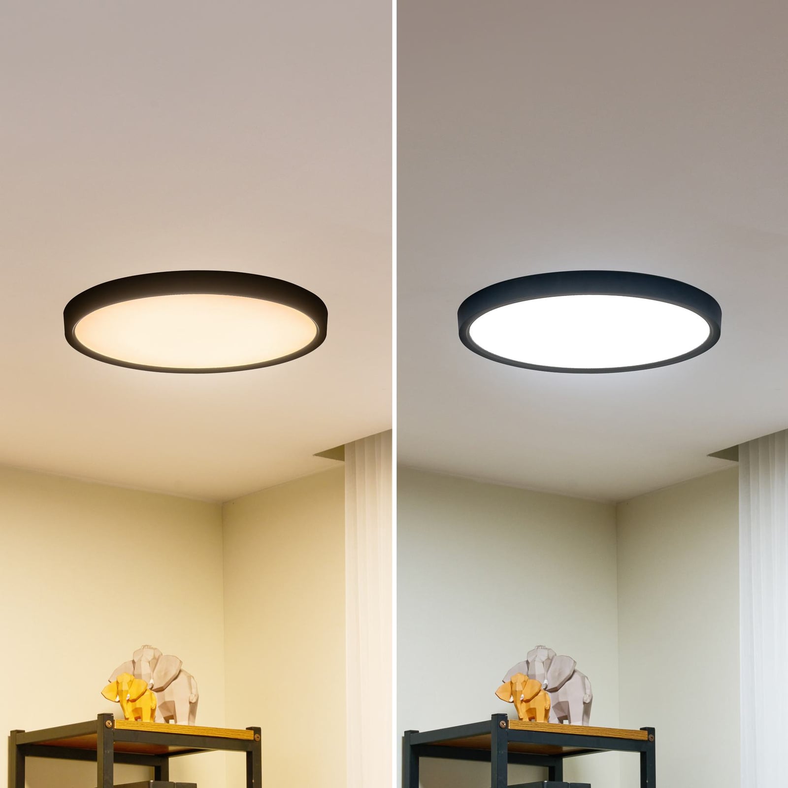 LED taklampe Pravin Ø40 cm CCT svart matt design