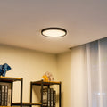 LED taklampe Pravin CCT svart Ø30 cm forfra
