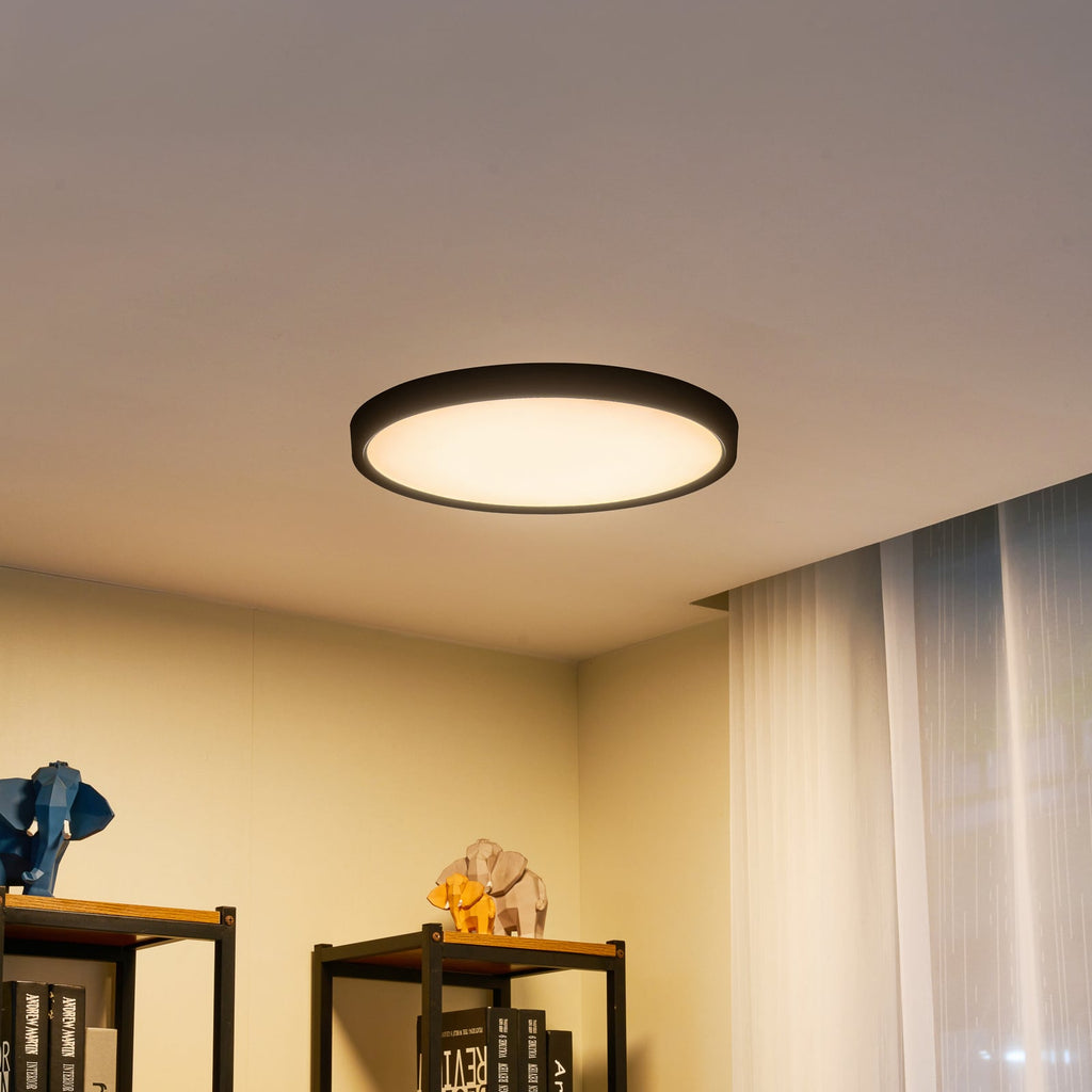 LED taklampe Pravin dimbar CCT svart Ø50 cm WiFi forfra