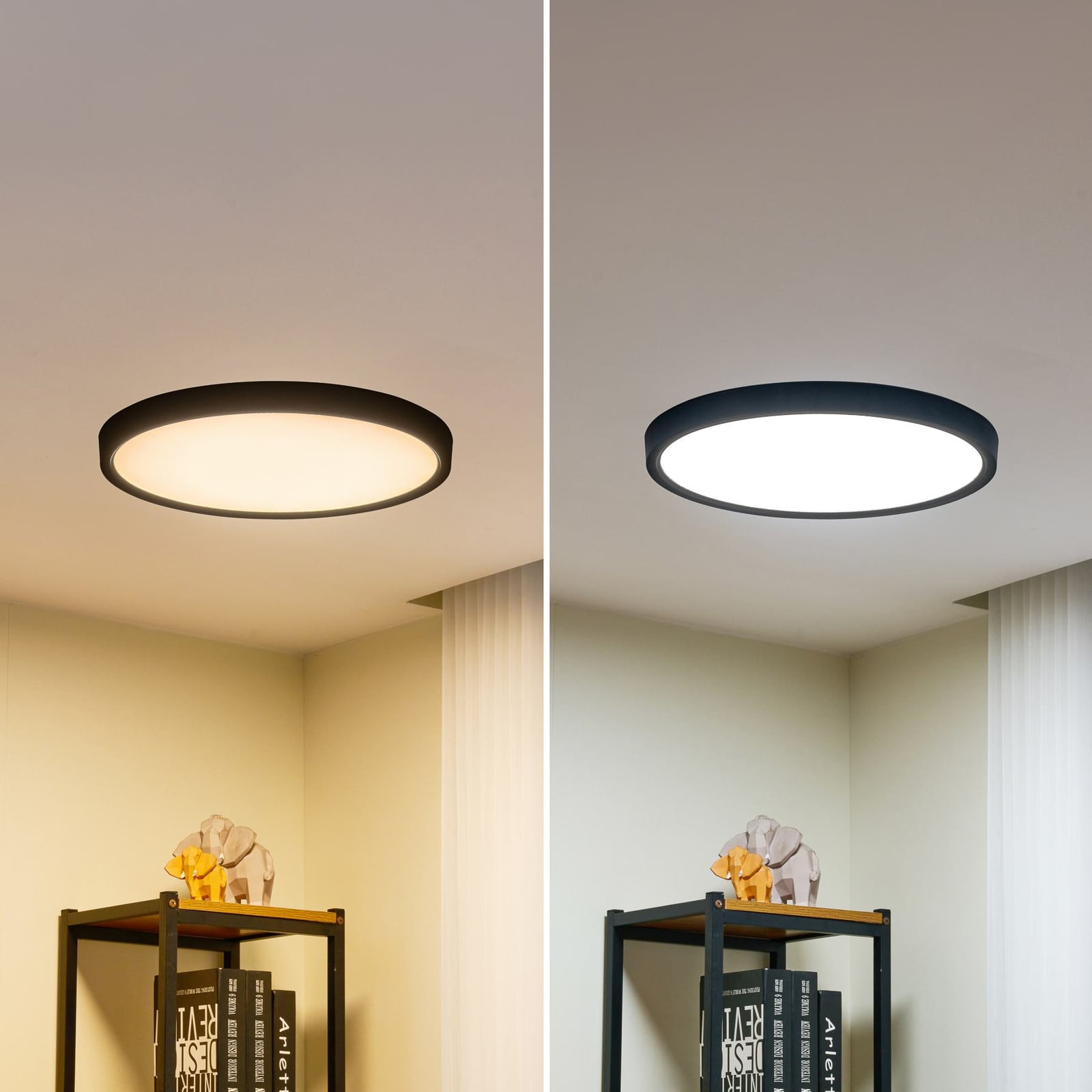 LED taklampe Pravin dimbar CCT svart Ø50 cm WiFi app-styring