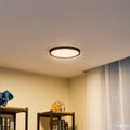 LED taklampe Pravin dimbar svart Ø30 cm 17W varmhvit forfra