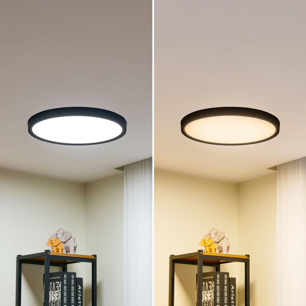LED taklampe Pravin svart Ø50 cm oppheng og baldakin