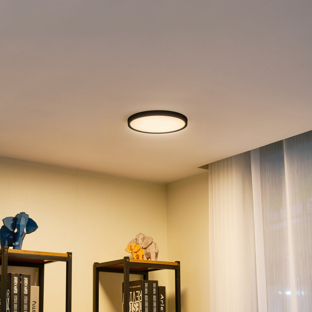 LED taklampe Pravin svart matt Ø23 cm CCT 11W forfra