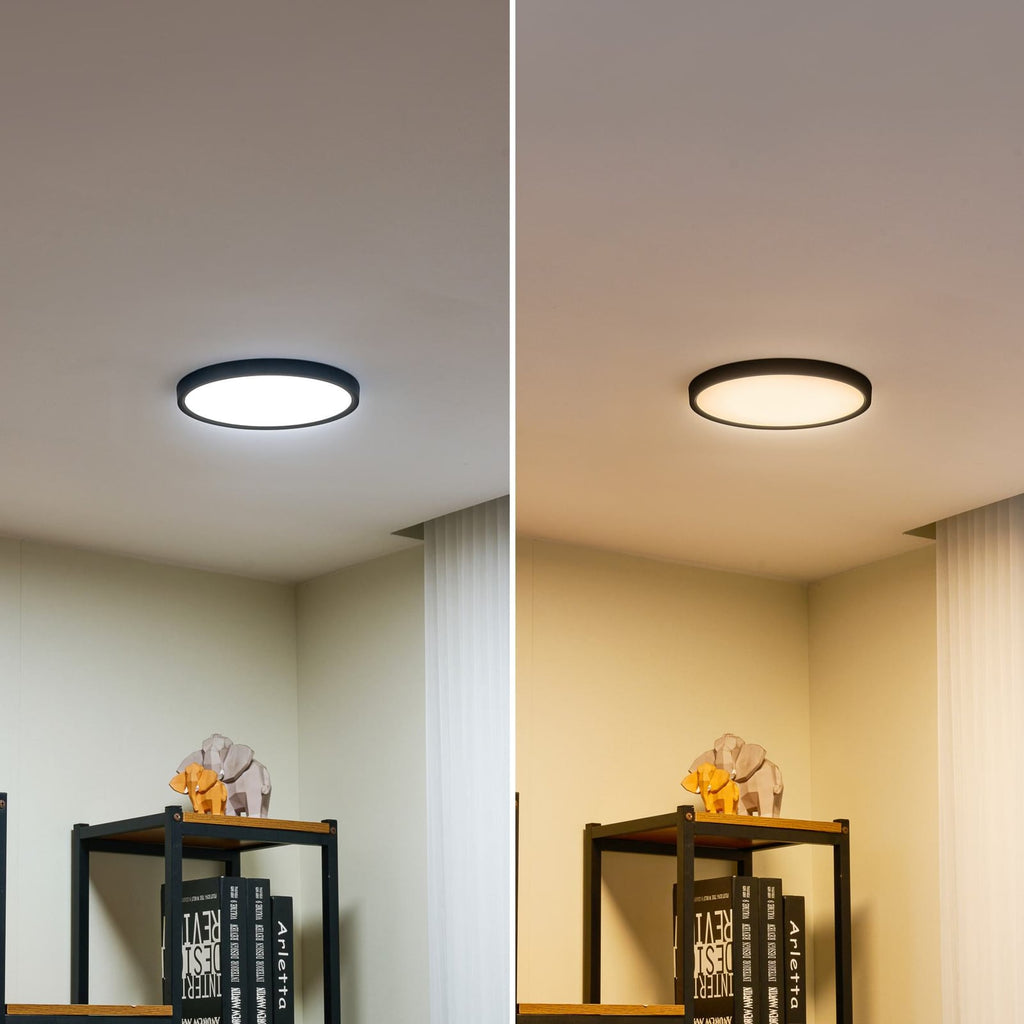 LED taklampe Pravin svart matt Ø23 cm CCT 11W i rommiljø